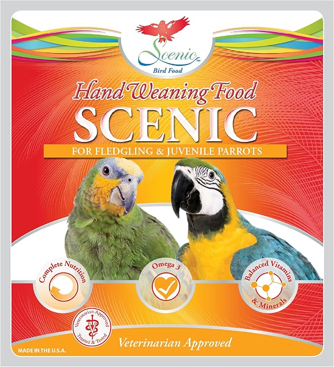 Scenic Hand Weaning Food | Macaw, Amazon, Cockatoo, African Grey, Amazon Parrots | Formulated Diet | 2 LB
