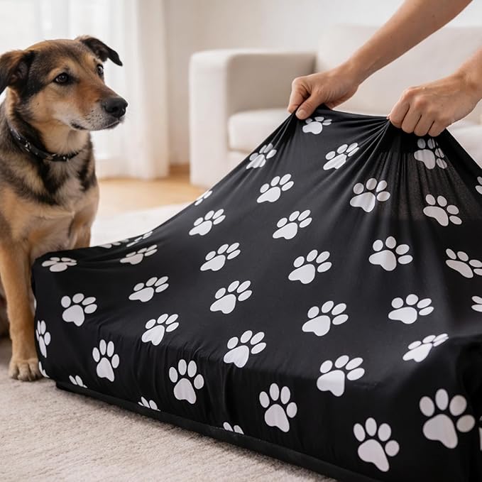 DUKE&LEFTY PetBed Slipcover-USA Company-Stretch Soft Petbed Cover-Universal-Easy to Remove (Zipper Free)-Christmas/Large