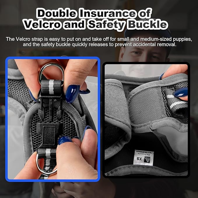 Dog Harness Medium Sized Dogs, Puppy Harness and Leash Set for Training, Running, Walking, Suitable for Small and Medium Dog Vest, Black, XS
