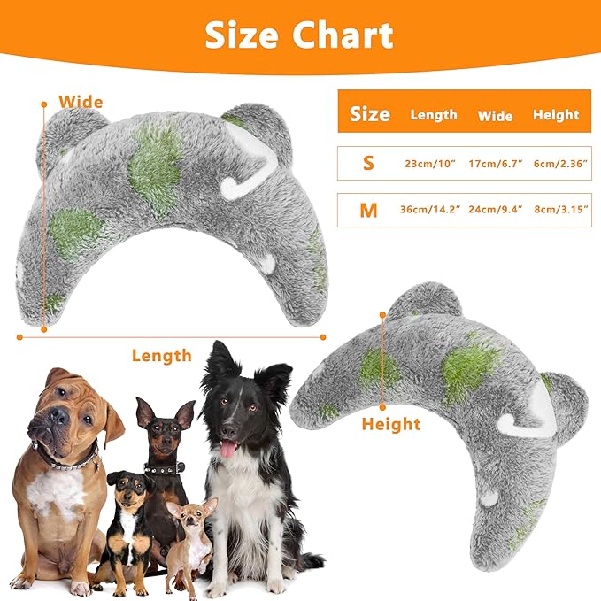 Pet Calming Pillow for Dogs, Soft U-Shaped Pillow Glow in The Dark, Joint Relief, Sleep Comfortably,Suit for Small, Medium, Large Dogs, Fluffy Pet Neck Pillow (S-Yellow Gray)