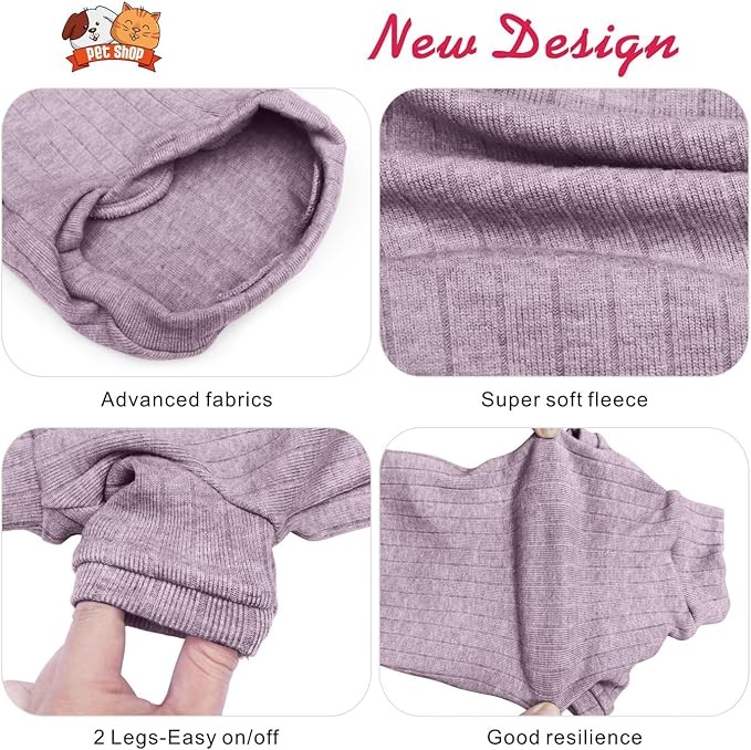 Idepet Sphynx Hairless Cats Sweater Shirt Kitten Soft Puppy Clothes Pullover Cute Cat Pajamas Jumpsuit Cotton Apparel Pet Winter Turtleneck for Cats and Teacup Chihuahua Small Dogs(Purple,XXL)