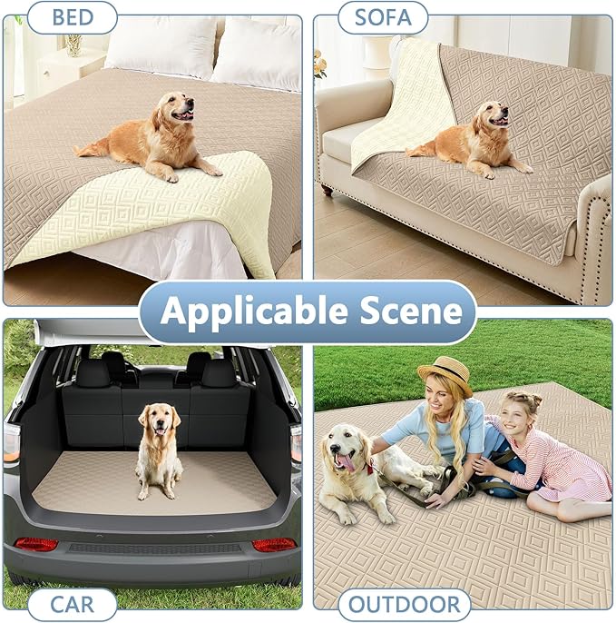 hyha Waterproof Dog Blanket, Soft Pet Bed Blankets, Waterproof Sofa Couch Cover for Dogs Washable, Reversible Pet Couch Covers for Sofa Furniture (30x70 Inch, Taupe/Beige)