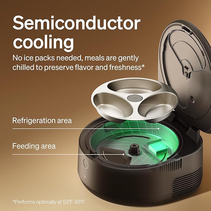 PETLIBRO Automatic Wet Food Cat Feeder with Semiconductor Cooling, Refrigerated Cat Feeder for 3 Fresh Meals in 3 Days, App-Controlled Pet Food Dispenser, Stainless Steel Bowl, Easy to Clean，Black