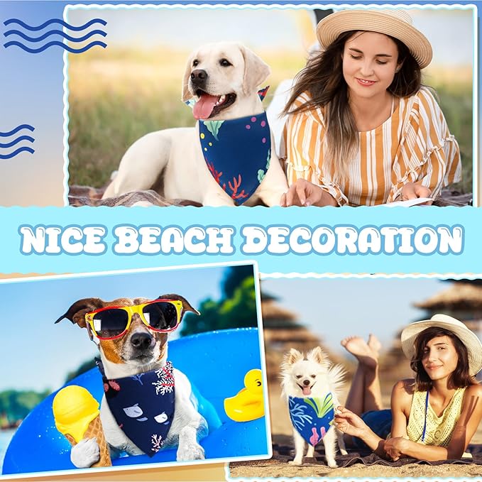 100 Pcs Ocean Dog Bandanas Bulk Pet Bibs Colorful Triangle Pet Ocean Scarf Bandanas for Medium Large Dogs Birthday Summer Beach Holiday Costume Decor