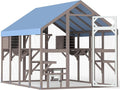 PetsCosset 71" H Catio Outdoor Cat Enclosure Large Wooden Walk in Cats House Outside Weatherproof Roof,Attached to House's Window,Cat's Door and Tunnel (94.4: Large Catio-P12N)