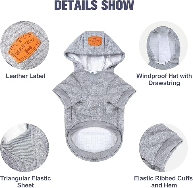 BEAUTYZOO Dog Sweaters for Extra Large Dogs Girl Boy, XXXL Dog Hoodie with Pocket & Leash Hole, Soft Warm Waffle-Like Laminated Cotton Pet Clothes for Cold Weather, Doberman Great Dane Sweatshirt, 3XL