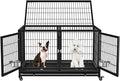 43 inch Heavy Duty Dog Crate for Large Dogs, Stackable Dog Kennels and Metal Wire Cages with Feeding Bowls, Leak-Proof Pans, Removable Wire Trays and Divider, Extra Large XL XXL