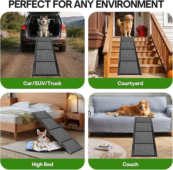 Dog Ramp for Car 67''x 17'', Dog Car Ramp, Folding Large Dog Ramp for Stairs, Pet Ramp Up to 300LBS, Keep from Sliding, 5s Installation, Dog Stairs for Truck SUV Truck LKW Side Door Back Seat