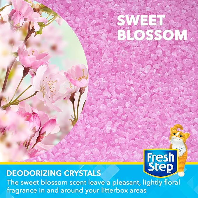 Fresh Step Cat Litter Crystals Deodorizer, Non Toxic Odor Neutralizing Crystals for Litter Boxes that Help Control Smells and Keep Home Areas Fresh, Sweet Blossom Scent, 15 Ounce