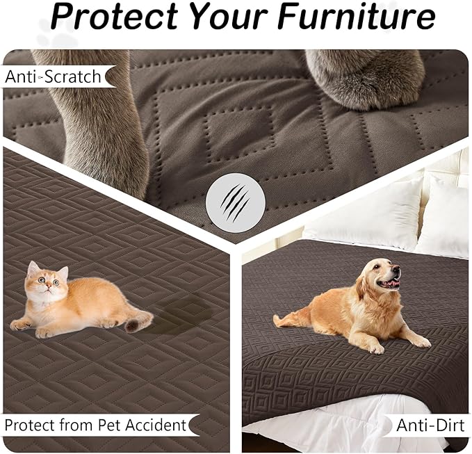 hyha Waterproof Dog Blanket, Soft Dog Bed Cover Pet Blankets, Waterproof Sofa Couch Cover for Dogs Washable, Reversible Pet Couch Covers for Sofa Furniture (40x70 Inch, Chocolate/Chocolate)