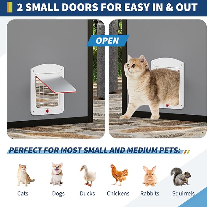 Large Outdoor Cat Enclosure for Multiple Cats - Weatherproof Catio with UV Cover, Platform & Side Door