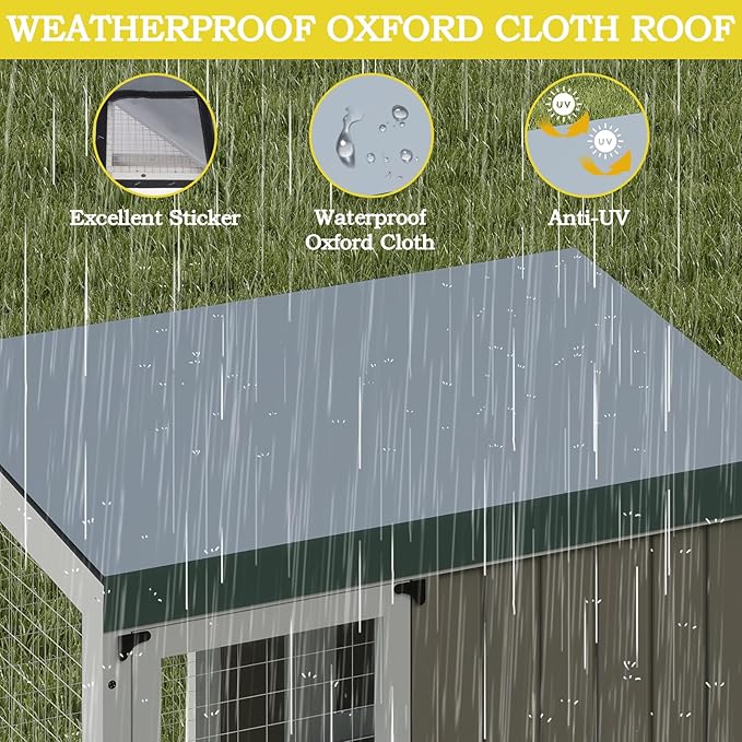 64.4" L Catio Outdoor Cat Enclosure,Outdoor Cats House with 10 Platforms & 2 Space Capsules,Wooden Cat Catio Cats Enclosure with Weatherproof Oxford Cloth Roof & 8 Wheels,Grey