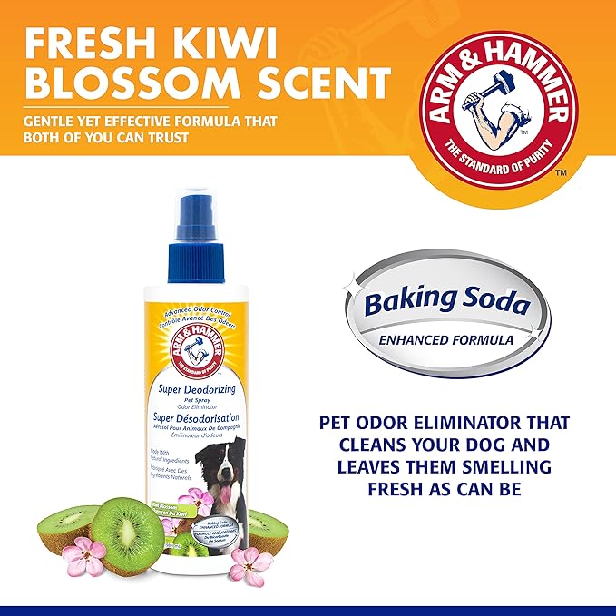 Arm & Hammer for Dogs Super Deodorizing Spray for Dogs Best Odor Eliminating Spray for All Dogs & Puppies Fresh Kiwi Blossom Scent That Smells Great, 6.7 Ounces 2 Pack (FF9367AMZ2) (Pack of 2)