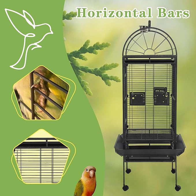 68'' Large Parrot Cage, Large Bird Cages for Parrots,Conure Cage for Birds, Cockatiel Cage with Birdcage Cover,Play Top,Feeders,Slide-Out Tray,Seed Catcher for Cockatoo,African Grey,Lovebird