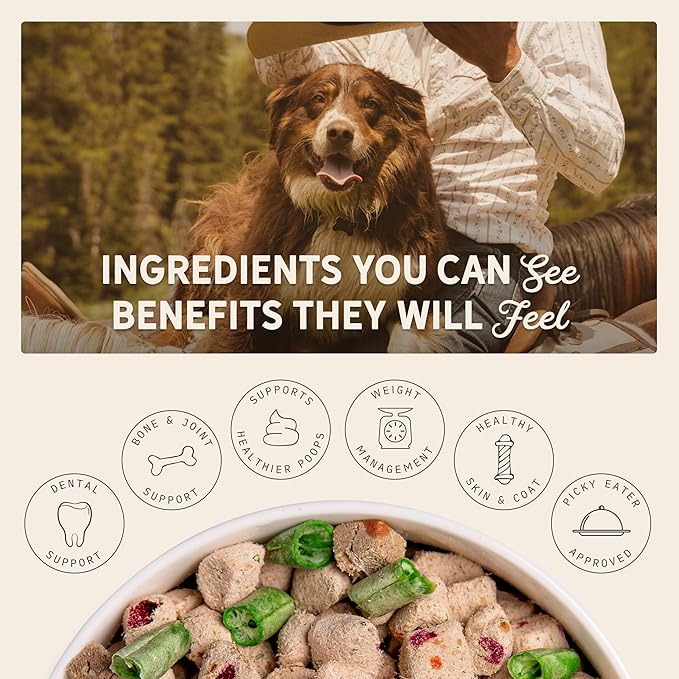Tally's Ranch Freeze-Dried Raw Dog Food | Complete & Balanced Meal, Topper or Mixer | Real Chicken | High Protein Diet for Picky Eaters | Vet Formulated, Made in USA, Whole Food Ingredients (2lb Bag)
