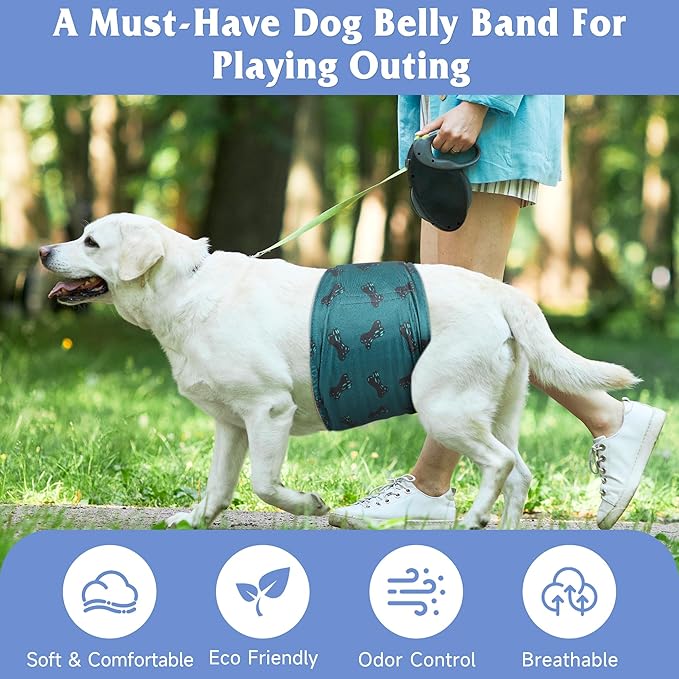 5 Pack Dog Diapers Male, Premium Belly Bands for Dogs, High Absorbing Male Dog Pee Wraps for Doggie in Incontinence or Excitable Urination and Training XS