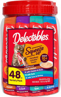 Delectables Squeeze Up Senior 10+ Variety Pack, Creamy Squeezable Puree, Lickable Wet Cat Treats, Grain Free, 0.5 Ounces Tube, 48 Tubes Total