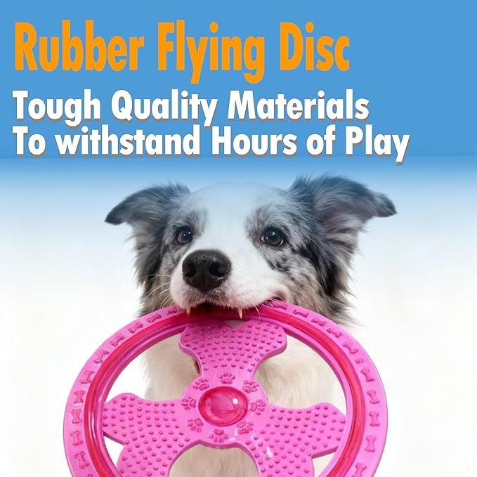 Dog Flying Disc, Outdoor Dog Toys, Dog Fetch Toy, Dog Toy for Medium Dogs and Large Dogs, Lightweight Soft Frisbee for Fetch, Tug of War, Catch, Play, 9 inch, Magenta