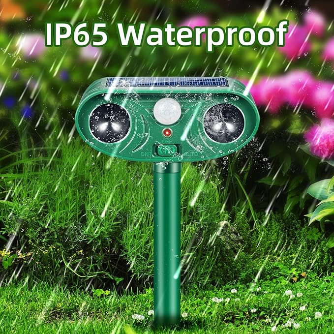 2026 Racoon Squirrel Sonic Fortress Pro Rabbit Repellent Outdoor, Solar Ultrasonic Animal Repeller Deer Deterrent with Motion Sensor to Scare Cat Skunk Dog Out of Garden Farm Yard(4Pack)