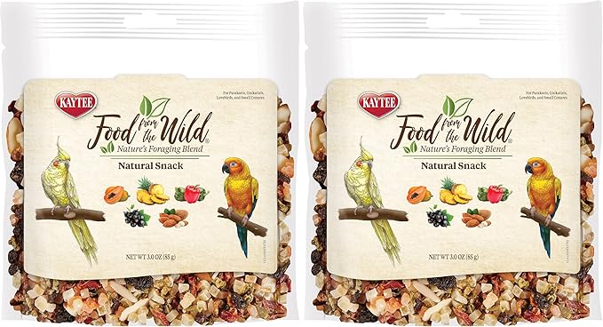 Kaytee Food from The Wild Natural Pet Bird Snack Food Treats for Parakeets, Cockatiels, Lovebirds, and Small Conures, 3 oz (Pack of 2)
