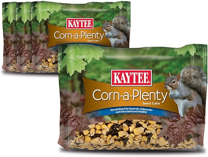Kaytee Corn-a-Plenty Seed Cake, Food for Wild Squirrels, Chipmunks, Rabbits & Other Backyard Wildlife, 2.5 Pounds, 4 Count