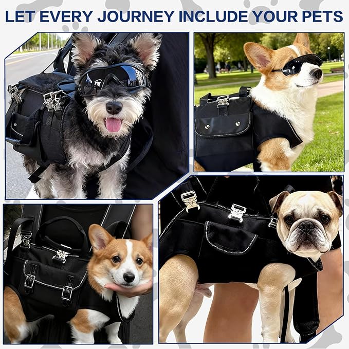Dog Backpack Carrier for Dogs - Dog Carrier Backpack, Adjustable Padded Breathable Straps for Dogs, Disabled, Joint Injuries, Arthritis (18–30 lbs)