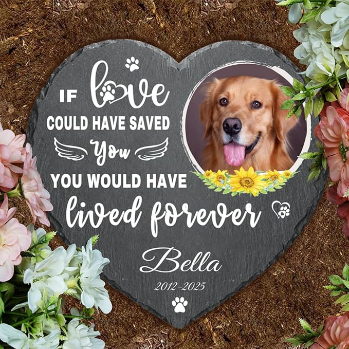 Alienc Personalized Pet Memorial Stone – Custom Dog & Cat Memorial Gifts for Loss, Outdoor Pet Grave Marker, Sympathy Keepsake for Dogs and Cats