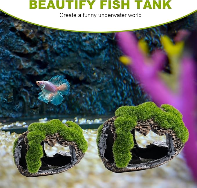 Betta Broken Barrel Decor Fish Tank Accessories, Resin Fish Hide Cave Aquarium Decoration Fish Tank Toys Hole Accessories (Small)