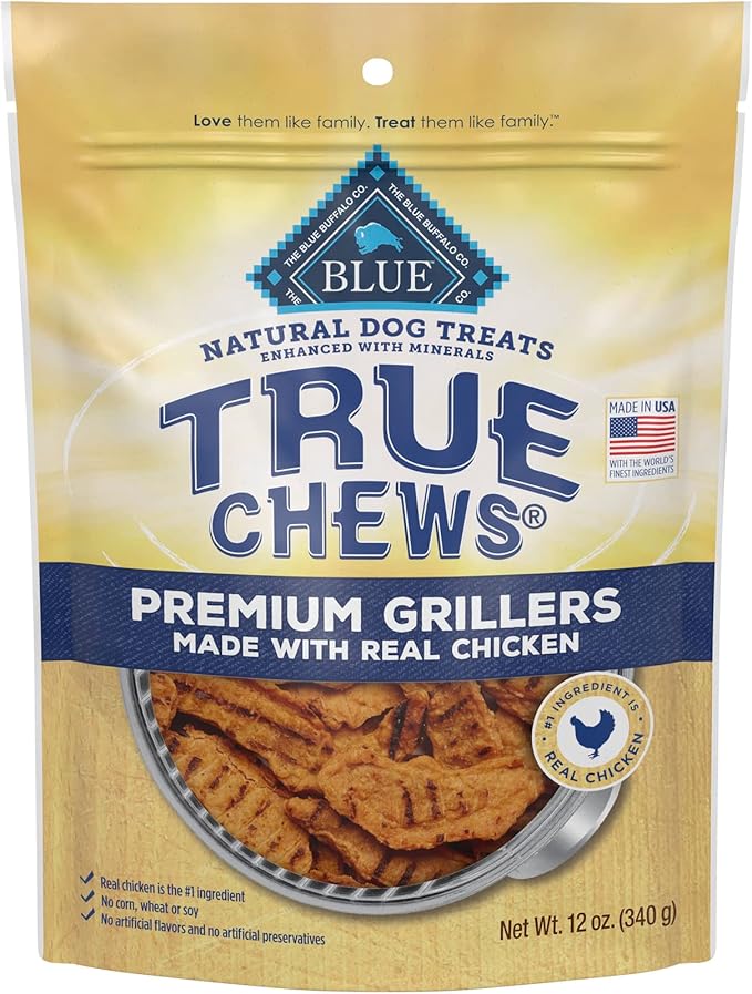 Blue Buffalo True Chews Premium Grillers Natural Dog Treats, Chicken 12 oz bag