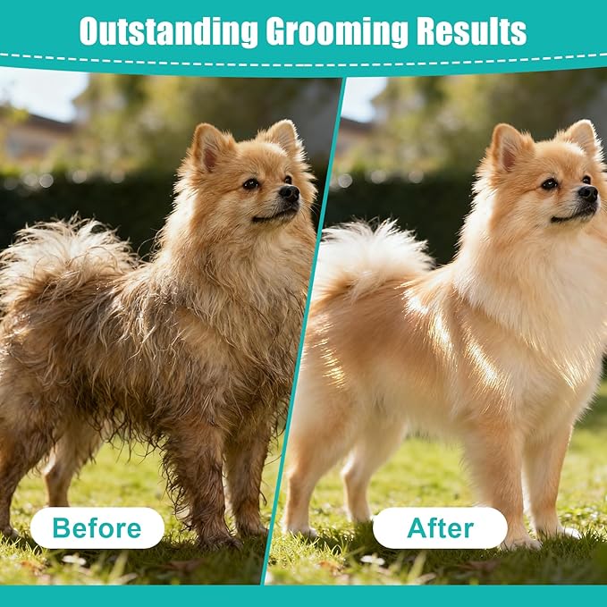 Dog & Cat Brush, Deshedding Brush with Easy Release Button, Premium Grooming Tool for Shed Control & Undercoat Removal, Ideal for Long/Short Haired Pets (White)
