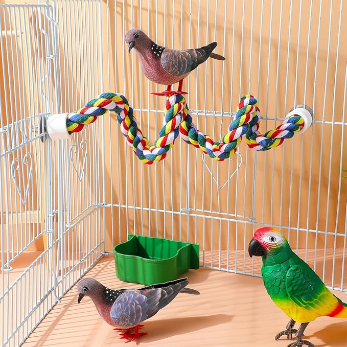 Parrot Rope Perch 26.4 Inch Cotton Climbing Toy for Pet Birds Cage Exercise and Chewing Accessory