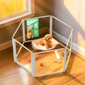FXW AuraSpace Pro Metal & Acrylic Indoor Dog Playpen, All-Acrylic Clear Heavy-Duty Design, 24" Height 6 Panels for Puppies & Small Dogs, White│Patented