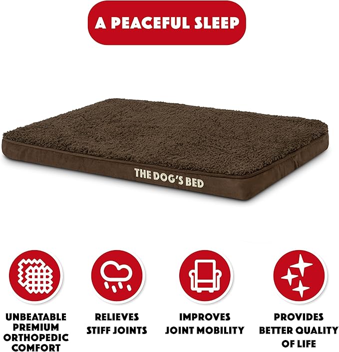 The Dog’s Bed Orthopedic Memory Foam Dog Bed Mattress, Plush Fabric, Brown Plush, Small, 2-Inch