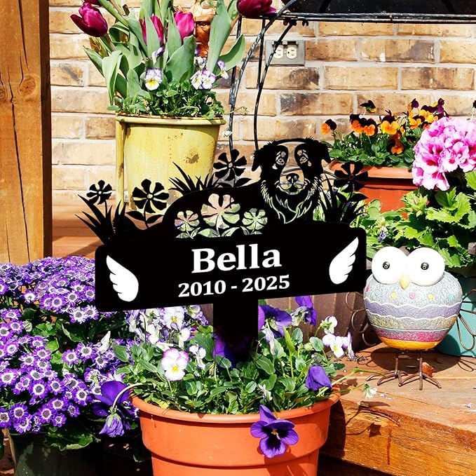 Pet Grave Markers Dog,Metal Pet Headstone for Lost Dog Sympathy Gift,Waterproof Dog Grave Markers for Garden or Indoor,Dog Tombstone Garden Memorial Graves (Dog)