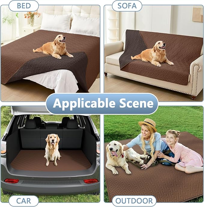 hyha Waterproof Dog Blanket, Soft Pet Bed Blankets, Waterproof Sofa Couch Cover for Dogs Washable, Reversible Pet Couch Covers for Sofa Furniture (52x82 Inch, Brown/Chocolate)