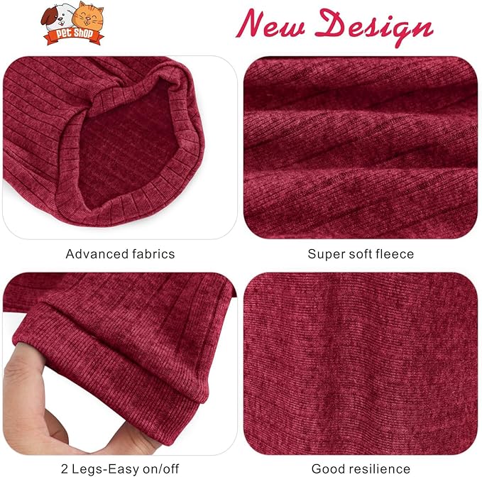 Idepet Sphynx Hairless Cats Sweater Shirt Kitten Soft Puppy Clothes Pullover Cute Cat Pajamas Jumpsuit Cotton Apparel Pet Winter Turtleneck for Cats and Teacup Chihuahua Small Dogs(Red,L)