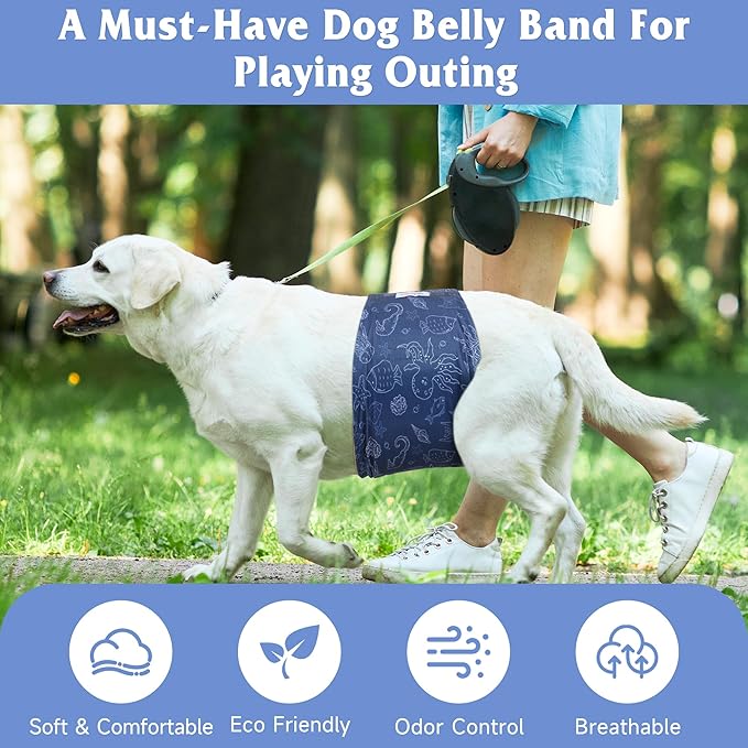 5 Pack Dog Diapers Male Reusable, Premium Belly Bands for Dogs, High Absorbing Male Dog Pee Wraps for Doggie in Incontinence or Excitable Urination Hawaii XS