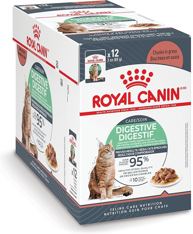 Royal Canin Feline Care Nutrition Digestive Care Adult Chunks in Gravy Cat Food, 3 oz (Pack of 12)