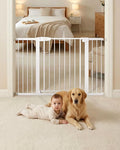 Baby Gate for Stairs, 29.92-48” Wide Pressure Mounted Baby Gate No Drill Needed, Auto Close Dog Gate for Doorways, Easy Walk Through Safety Child Gates for Toddler & Pet/Puppy, Indoor, White