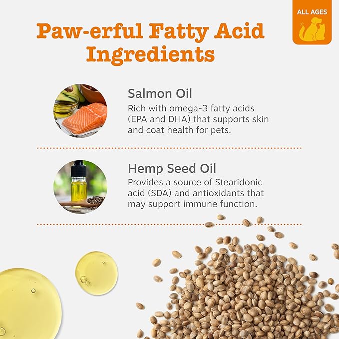 Zesty Paws Salmon Omega Oil Hemp for Dogs and Cats with Wild Alaskan Salmon Oil Omega 3 and 6 Fatty Acids with EPA DHA for Pets Supports Normal Skin Moisture and Immune System Function 32oz
