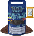 RON'S CICHLIDS Medicated Adult Blend African Cichlid Fish Food, Premium Fish Food Pellets with Protein, Veggies for Healthier, Brighter & Bigger Tropical Fish & Cleaner Tanks, Adult Blend, 1 LB