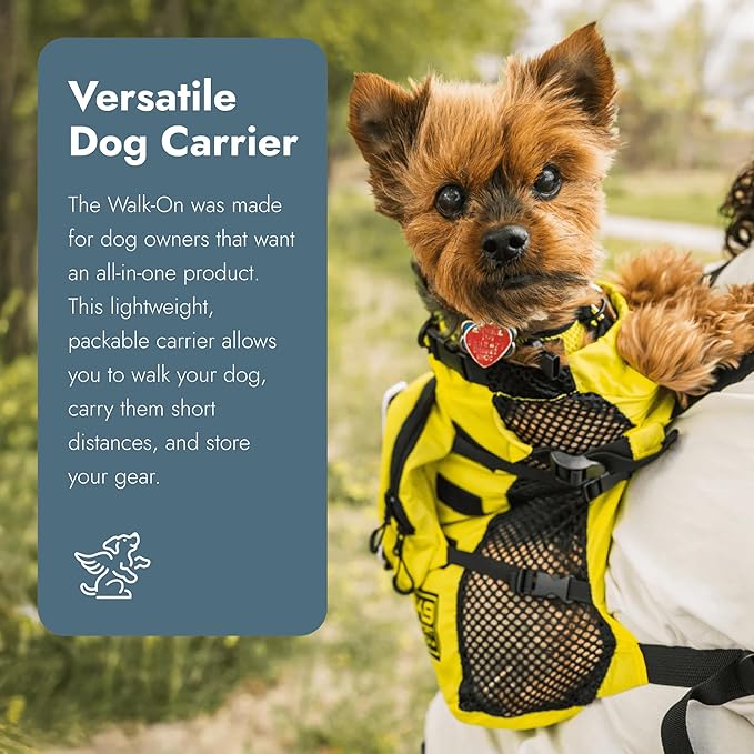 K9 Sport Sack Walk-On - X-Small, Buttercup Yellow - Ideal for Dogs with 9-12” Back Length - Lightweight, Packable, Backpack-Style Carrier - Includes Compatible Harness & Storage Bag