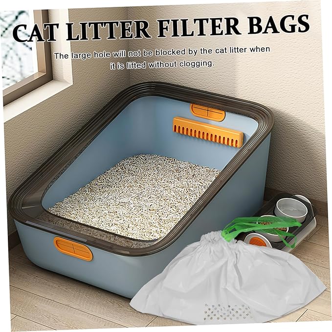 Totority 7pcs Cat Litter Filter Bags Sturdy and Pouch for Litter Cleaning Waste Disposal Bags for Pet Owners White