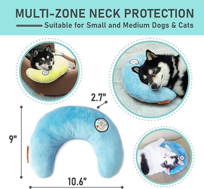 Cat Pillow, Dog Pillow, Claming Pillows for Small Dogs and Cats, Joint Relief Sleeping Improve Pet Neck Pillow， Deep Sleep Fluffy & Cozy Pet Calming Toy，Machine Washable(2 Pack(Blue&Yellow))