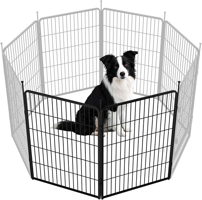 SunsGrove Dog Playpen Outdoor, Heavy Duty 40 Inch 2 Panels Play Pen for Medium and Large Dogs, Free and Safe Play Dog Fence, Black