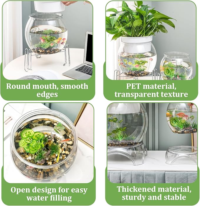 Aquaponic Fish Tank, 3-in-1 Clear Plastic Fish Bowl with Stand & Planter Healthy 5 Gallon Fishtank for Aquarium Plants, L Aquaponic Tank, Hydroponic, Small, Fishtank, Fis