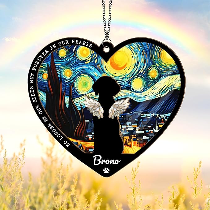 Personalized Dog Memorial Suncatcher – Custom Suncatcher with Name & Breed for Up to 3 Pets, Pet Loss Sympathy Gift, Memorial Keepsake for Dog Lovers