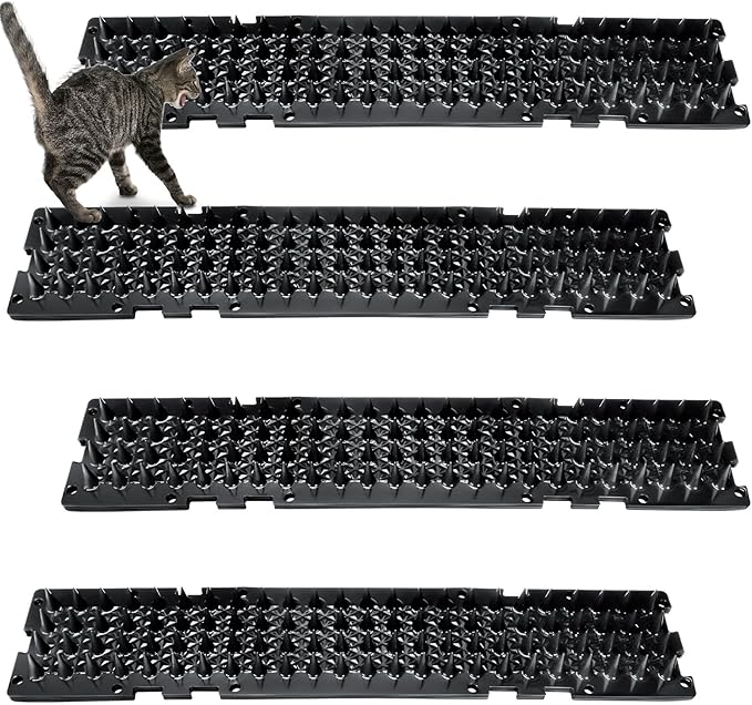Nuanchu 12 Pieces Cat Deterrent Mat Stool Dog Cat Repellent Mat Cat Repellent Mat with Spikes Keep Dogs Off Counter Anti Pet for Outdoor Indoor Plants Garden Sofa Window(16.5 x 3.3 Inch,Black)