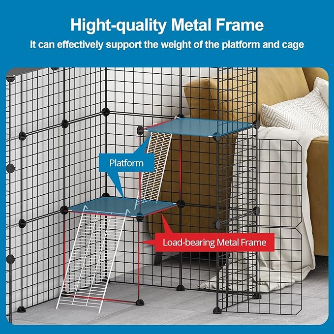 Large Cat Cage Enclosure Cat Playpen Detachable Metal Wire Indoor DIY Kennels Crate Large Exercise Place 2x3x4 Ideal for 1-4 Cats