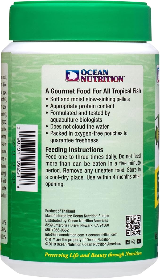 Ocean Nutrition Formula Two Pellets - Fish Food for Herbivorous & Omnivorous Marine Tropical Fish, High Protein(40%) - 14 oz (400 g) Medium Pellets